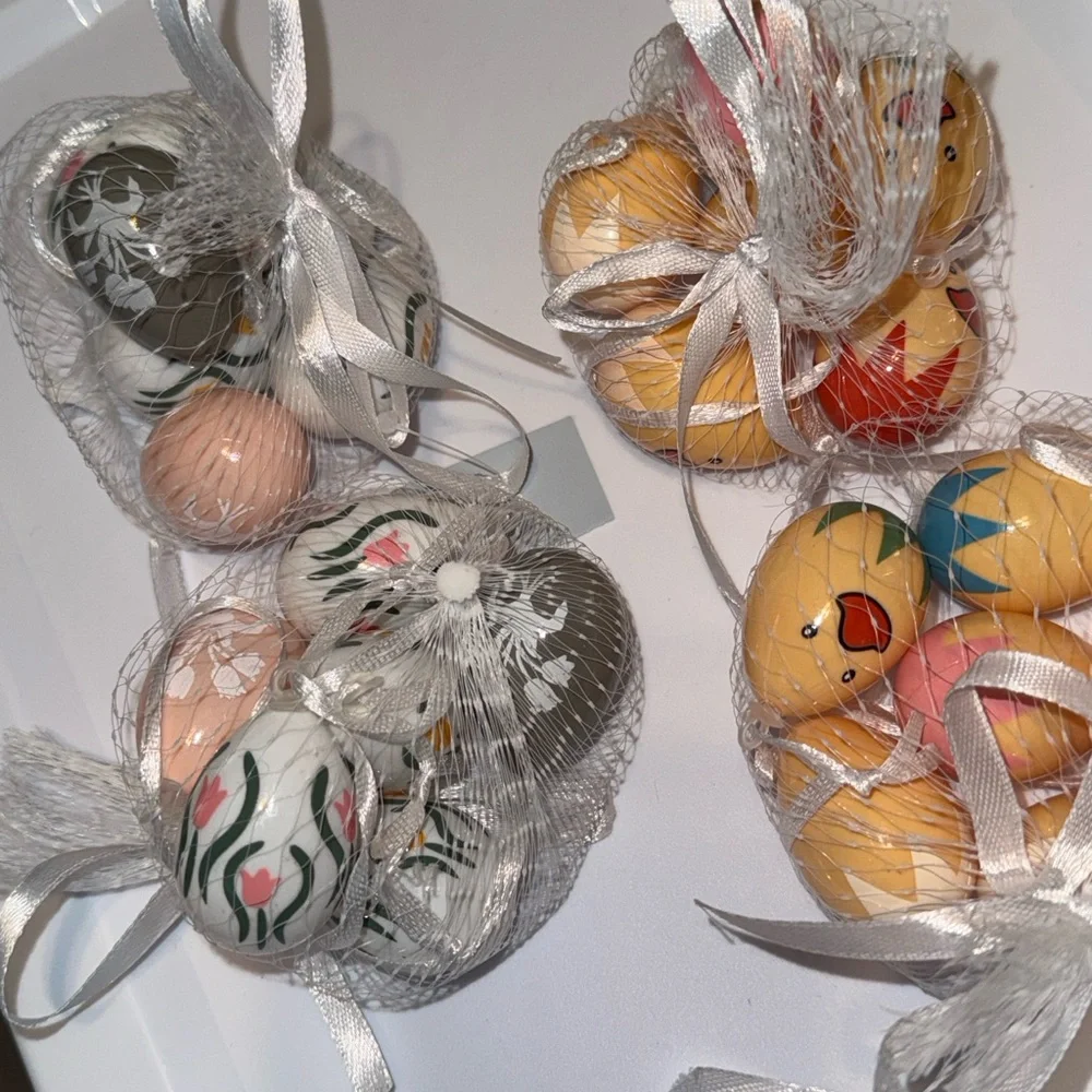 Cute Yellow Chick and Flower Printed Easter Ornaments